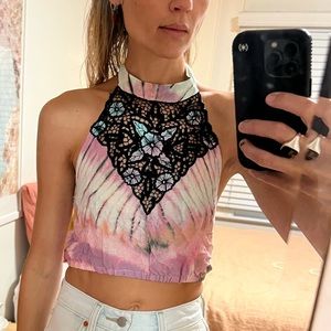 SPELL tie dye crop top with back tie